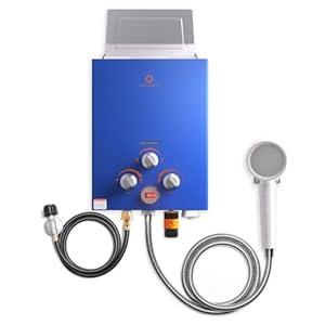 Airthereal 6L 1.58GPM Outdoor Portable Propane Gas Tankless Water Heater, Instant Propane Water Heater, Easy to Install, Use for Camping, RV and Pet Bath, Evenfall series, Yellow