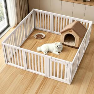 Dog Playpen Indoor,Puppy Playpen,White 23.6" H, 12 Panels | Dog Play Pen Indoors with Open View, Tool-Free Setup, Multi-Shape Setup, Dog Pen for Dogs, Cats & Puppies