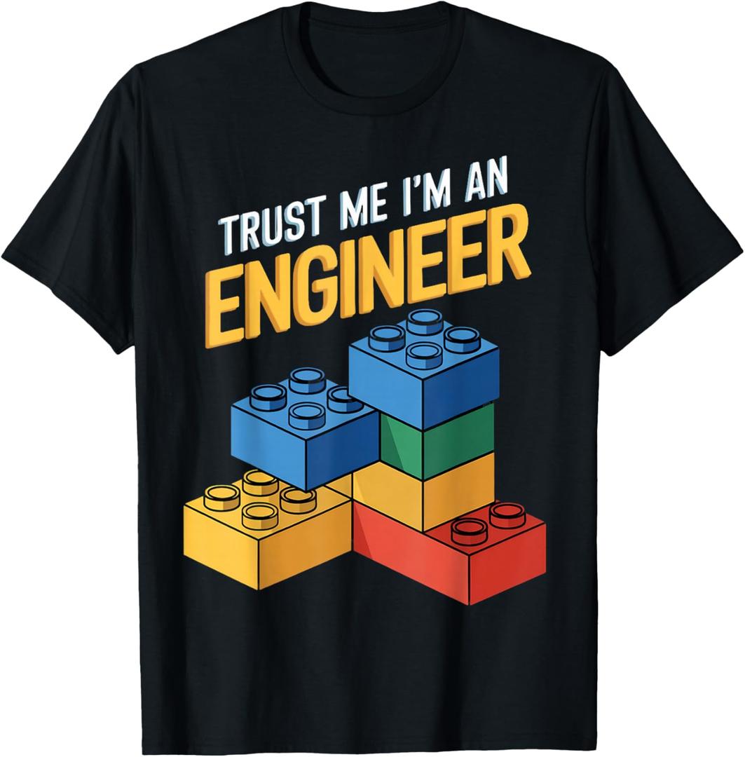 I'm an Engineer Kids Brick Builder Bricks Building Blocks T-Shirt Small