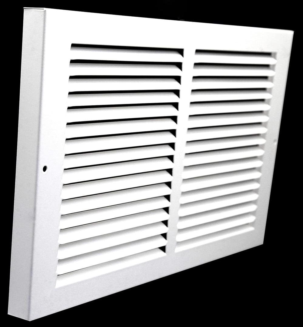 HVAC Premium 12" X 8" [Duct Opening] Baseboard Return Air Grille - HVAC Vent Duct Cover - 7/8" Margin Turnback for Flush Fit with Baseboard Work - White [Outer Dimensions: 13.75" Width X 9.75" Height]