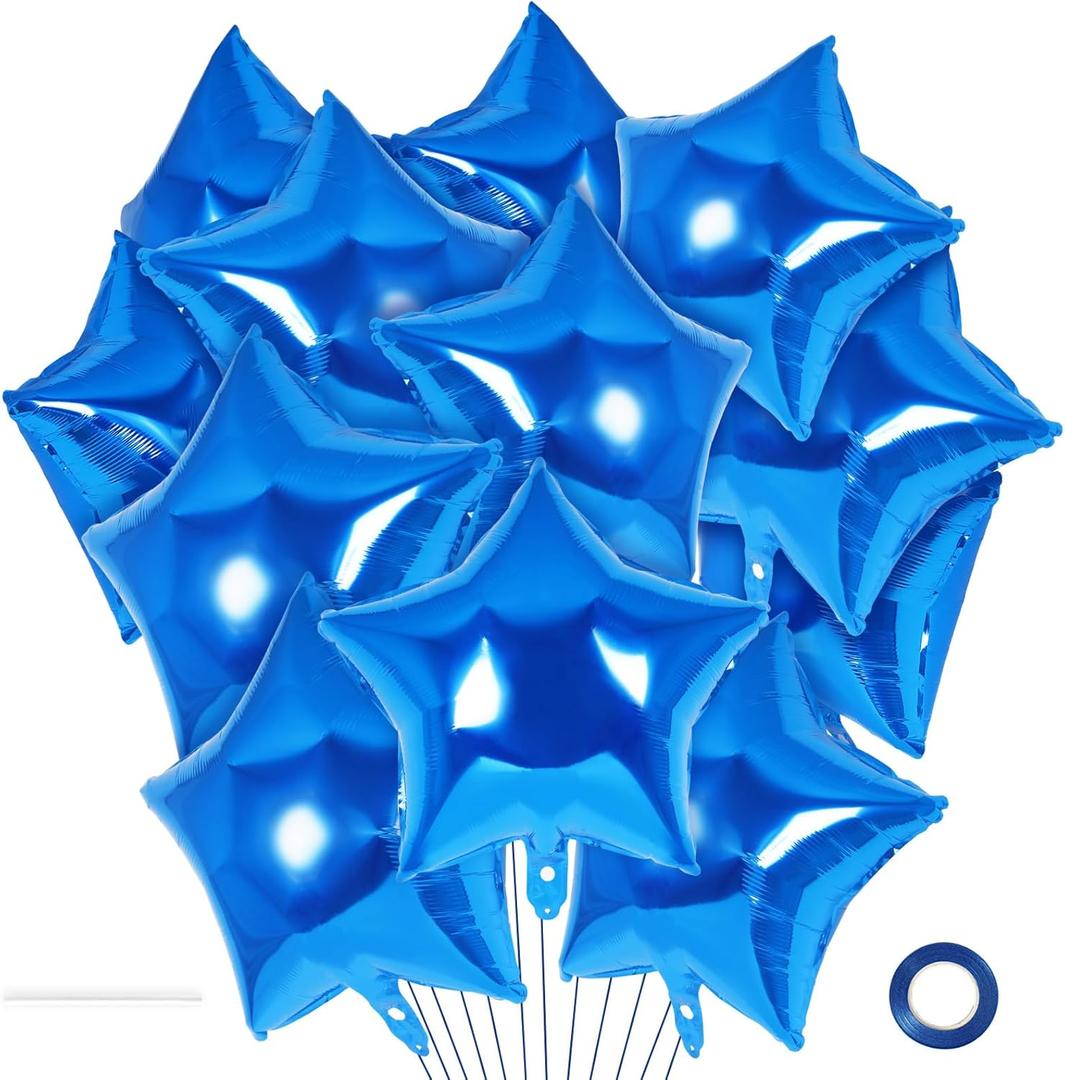 20 Pcs Star Balloons,18 Inch Blue Star Foil Balloons,Star Shaped Balloons Mylar Balloons Helium Balloons for Birthday Party Anniversary Wedding Baby Shower Decorations (Blue)