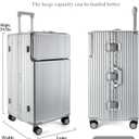 feilario Super Large Aluminum Frame Zipperless Checked Luggage Front Pocket, 30in