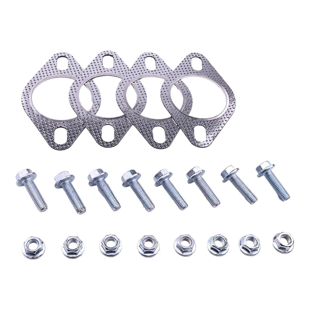 2.5" 2-Bolt High-Temp Flange Sealing Kit (4 Gaskets + 8 Bolts) - Reinforced Emission System Gasket for Muffler/Header/Catalytic Converter