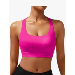 RUNNING GIRL High Impact Sports Bras for Women - Scoop Neck Strappy Sports Bra High Support Moulded Cup Workout Bra, Medium