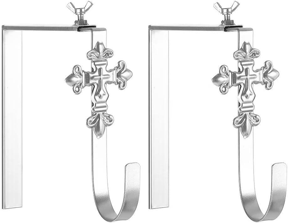 2 Pack Christmas Headstone Wreath Hanger - Adjustable 6-11 Inch - Metal Gravestone Flowers Holder - Cemetery Tombstone Wreath Hook for Christmas Grave Memorial Day