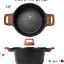 ESLITE LIFE Nonstick Stock Pot with Lid, 3 Quart Granite Casserole Small Soup Pot Pasta Cooking Pot, Induction Compatible, PTFE & PFOA Free, Black