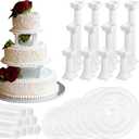 27-Piece Cake Tier Stacking Kit - Includes 12 Roman Columns (3 Sizes), 6 Cake Boards (12/16/20cm), and 9 Dowel Rods for Wedding and Tiered Cakes