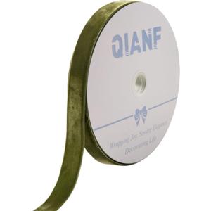 QIANF Vintage Moss Green Velvet Ribbon Christmas Ribbon for Gift Wrapping Crafts Christmas Tree Ornaments Garland Decorations, 1 Inch X 25Yd