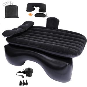 Inflatable Car Air Mattress Back Seat Bed with Air Pump,55 "x 35" Portable Thickened Car Travel Camping Sleeping Air Mattress Blow Up Bed for Car Universal SUV (Black 01)