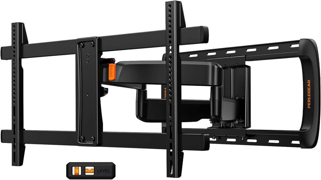 Perlegear Full Motion Sliding TV Wall Mount for 42-95 inch TVs up to 150 lbs with Cable Management, Fits 12/16/24 Wood Studs, Swivel TV Mount Bracket, Tool-Free Tilt, Max VESA 600x400mm PGTVM41B