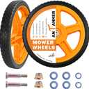 Lawn Mower Wheels, 14 inch Push Mower Plastic Wheels with Bolts & Nuts Fits Most Standard Lawn Mower Cart(2 Pack)