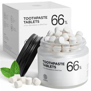 15X Power Clean Natural Toothpaste Tablets with Malic Acid, Lactobacilltis Travel Toothpastes for Fresh Breath, Fluoride Free Toothpaste to Remineralize Sensitive Teeth, 62 Tablets, Peppermint