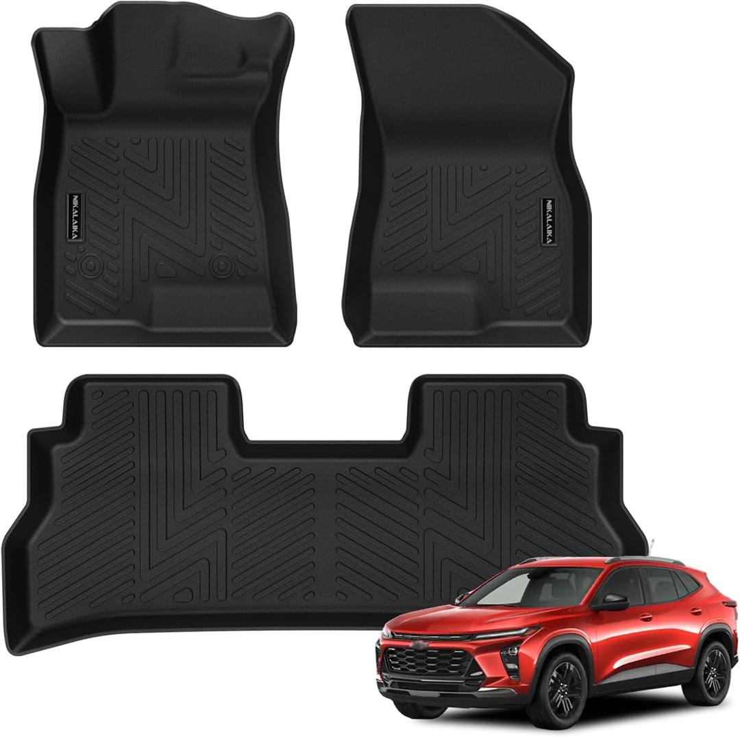 Floor Mats for 2024 2025 Chevrolet/Chevy Trax All Weather Protection TPE Rubber Floor Liners for Chevy Trax 2024 Accessories, Odorless Anti-Slip, 1st & 2nd Row, Black