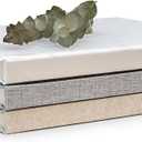 Decorative Linen Book Set  Set of 3 Extra Large Real Books | Coffee Table & Shelf Mantle Decor | Modern Home Decoration | Guest Book Journals (White, Grey, Cream)