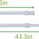 6 Pack Spring Tension Curtain Rod, 23.6-43.3 Inches Tension Rods Cupboard Bars Adjustable Spring Steel Tensions Rod Shower Rod Closet Rod