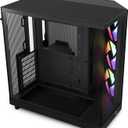 NZXT H6 Flow RGB Mid-Tower Airflow Case with 3 RGB Fans, Panoramic Glass Panels, Cable Management - Black