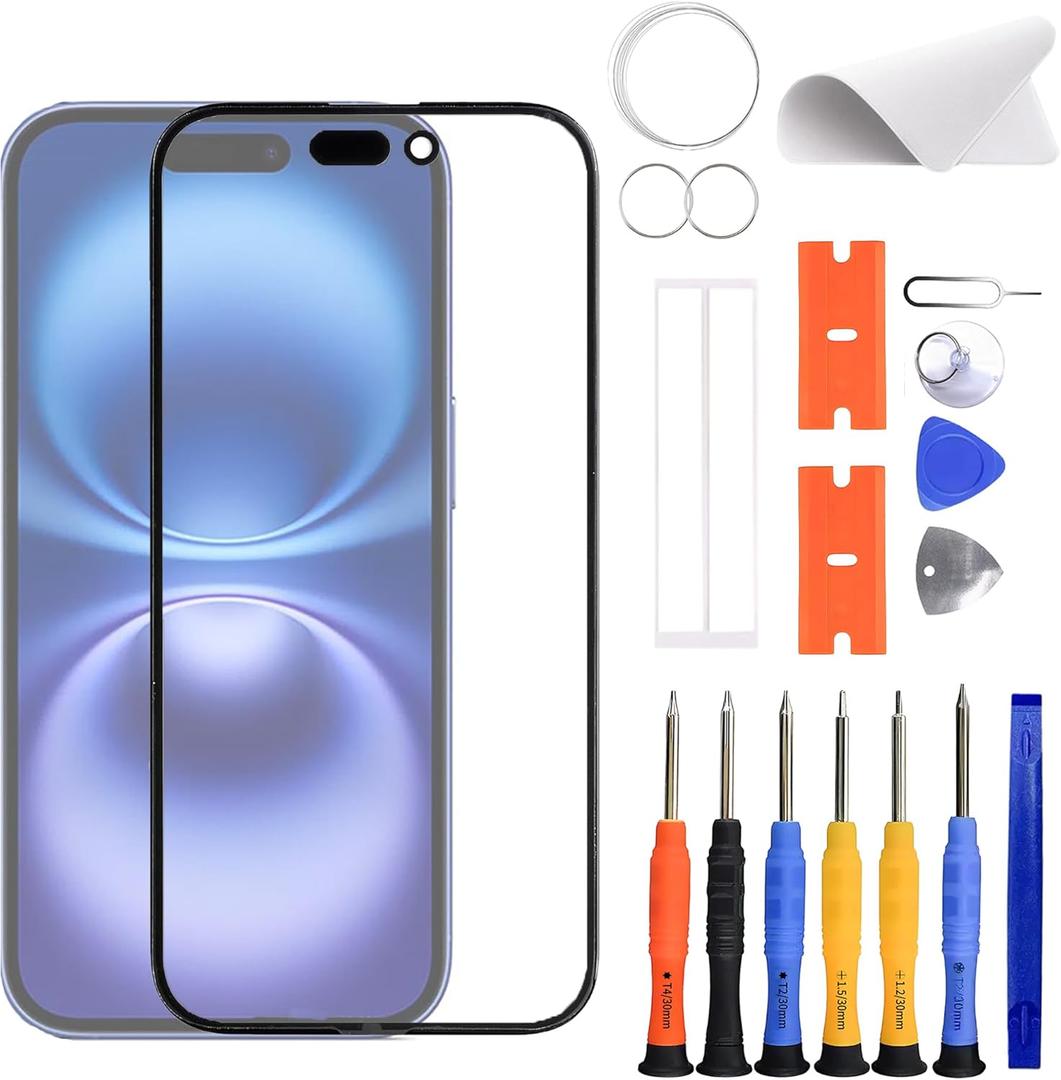 New Touch Screen Digitizer Replacement Compatible with iPhone 16 [6.1 inch] A3287, A3081, A3286, A3288 with Specialized Repair Tools Kit. (No LCD Digitizer)-with OCA Adhesive