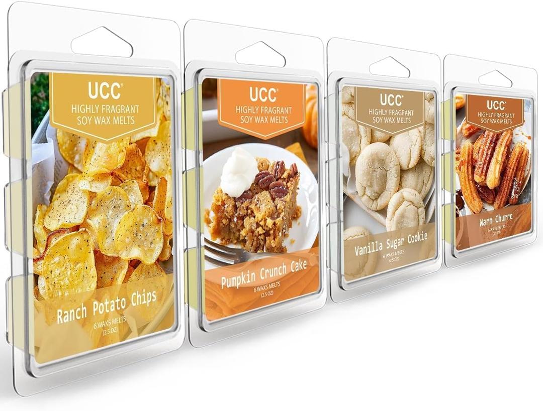 UCC Wax Melts, Long Lasting Premium Plant Based Natural Soy Scented Melts Cubes, Wax Melts Tarts, Colored Wax Melt - 4 Pack