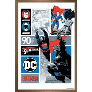 Trends International DC Comics 90th - Batman & Superman Wall Poster, 34L x 22.4W, Bronze Framed Version