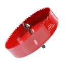 6.1 Inch / 155mm Hole Saw Red with Arbor and Pilot Drill Bit, Bi-Metal Hole Cutter for Fiberboard, Wood, Drywall, Plastic, Soft Metal Sheet, PVC Board and Cornhole Boards Drilling