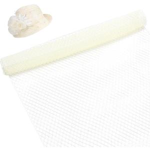 BENECREAT 2.18 Yards Birdcage Veil Netting Fabric, 17inch Wide Organza Tulle Fabric Net Mesh Beige Russian Netting Hat Veil Millinery for Wedding, Sewing, Dress Decoration