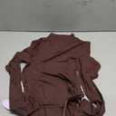 MANGOPOP Women's Mock Turtle Neck Long Sleeve Tops Bodysuit Jumpsuit,Brown, Medium