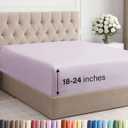 Extra Deep Queen Fitted Sheet - Hotel Luxury Single Fitted Sheet Only - Easily Fits 18 inch to 24 inch Mattress - Ultra Soft, Wrinkle Free w/Extra Deep Pockets - Breathable & Comfy - Light Lavender