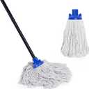 KeFanta Mop for Floor Cleaning,2 Pcs Cotton String Wet Mops Replacement Head Refill Compatible with Microfiber Cloth Mop & 0.8" Diameter Mops Handle(1 Handle & 2 Heads) (Small, Blue)