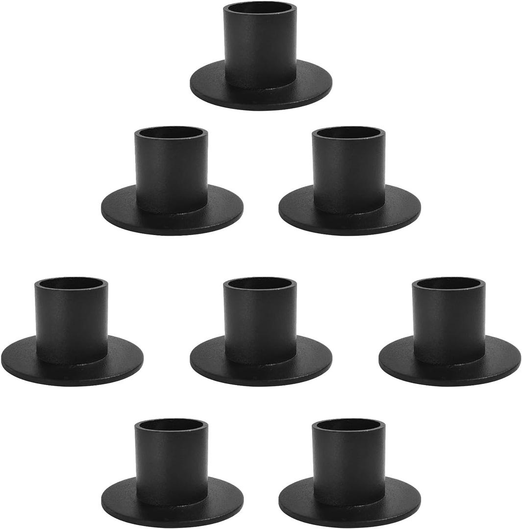 Gute Taper Candle Holder, Candle Holders for Pillar Candles, Matte Black Candlestick Holder Centerpieces for Home Decoration, Wedding Anniversary, Party, Housewarming Gifts,Set of 8,Round