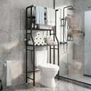 UDEAR 3-Tier Over The Toilet Rack,with Hanging Rod,Tower Shelf,Black, 24.89 Cm X 68.07 Cm X 163.07 Cm