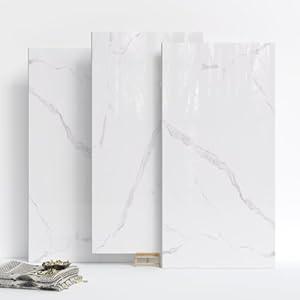 10-Pack Peel and Stick White Marble Wall Panels (11.8" x 23.6") – 19.4 Sq. Ft. Waterproof PVC Tiles for Kitchen, Bathroom, Living Room & Accent Walls – Heat-Resistant Self-Adhesive Backsplash Tiles