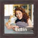8x8 Picture Frame Walnut Brown with Black Back Board, Curved Extra Wide Edges, Vintage Style Picture Frame 8x8 inches for Wall Decor