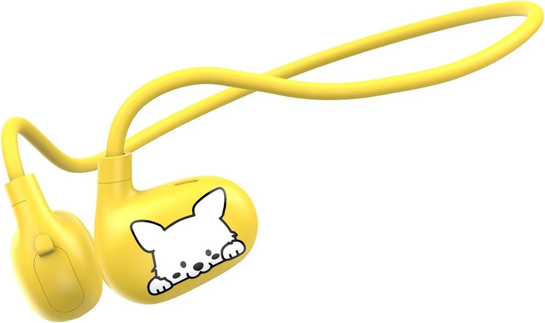 Kids Headphones, LK15 Open Ear Bluetooth Headphones with Air Conduction | Ultra-Light, 85dB Volume Limiting Wireless Headphone for Children Teens Boys Girls (Yellow)