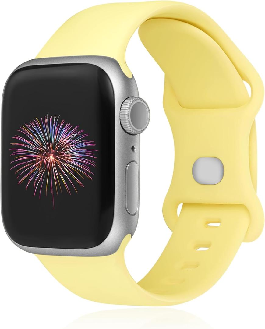 Sport Bands Compatible with Apple Watch Band 38mm/40mm/41mm/42mm/44mm/45mm/49mm Women Men,Soft Silicone Strap Compatible with iWatch Ultra2/Ultra Series10/9/8/7/6/5/4/3/2/1/SE Ginger Yellow