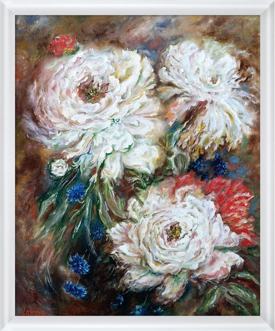 Flowers with Moderne Blanc Frame, 22.75" x 26.75"