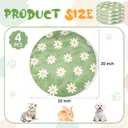 Kathfly 4 Pack 20"x20" Washable Pet Mats Crate Liner Pads with Daisy Design, Round Dog Cat Crate Pads, Soft Coral Fleece Liner for Small Pets, Ideal for Crates, Sofas, and Travel