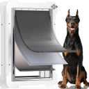 3-Flap Never Rust Extra Large Dog Door for Doors with Sliding Lock Panel, Steel Frame and Telescoping Tunnel, Extreme Weather Durable Doggy Door Pets Up to 220 Lb