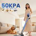 Dzaki Cordless Stick Vacuum Cleaner, 50KPa Brushless Motor Vacuum with Anti-Tangle, LED Display, 55-Min Runtime & Detachable Battery for Pet Hair, Carpet & Hardwood Floors (Blueorange)