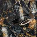 VaryPaper Black Gold Marble Wallpaper 15.7" x 78.7" Peel and Stick Countertops Waterproof Removable Self-Adhesive Marble Vinyl Wallpaper for Kitchen, Bathroom, Bedroom