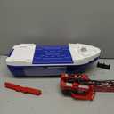 CUTE STONE 2-in-1 Toy Boat & Tower Crane Playset, Cargo Ship with Lights/Sounds | Push-Go Transport Ship & Construction Vehicle Toys, Interactive Carrier Boat for Kids Boys Girls