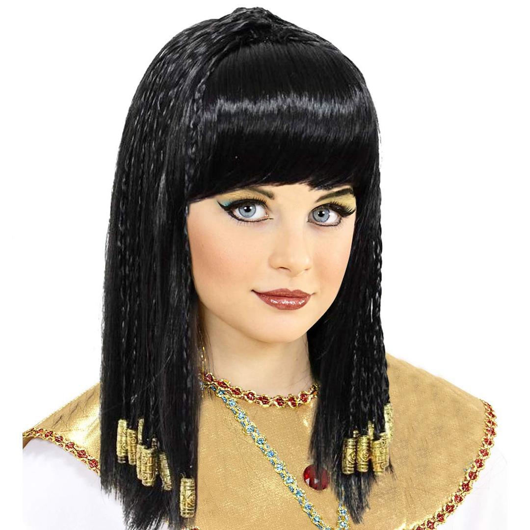 lontakids Egyptian Queen Black Wigs with Braids Fringe Costume Accessories