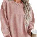 SELINK Women's Crewneck Oversized Corduroy Corded Sweatshirt Long Sleeve Casual Pullover Tops (Pink, S)