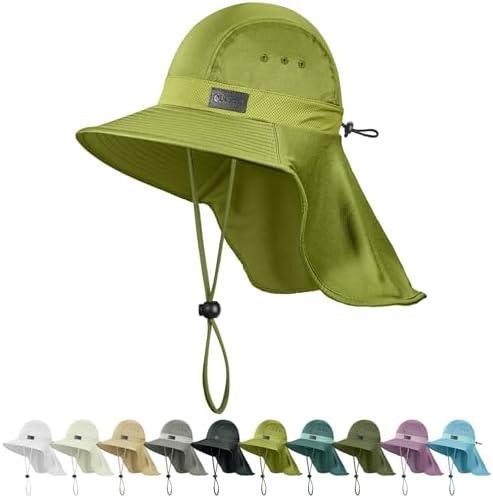 Sukeen Cooling Sun Hat for Men Women UPF50+ Wide Brim Fishing Hat with Neck Flap Adjustable Foldable Bucket Hat for Hiking 2Pcs
