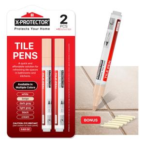 X-Protector Water Based Grout Marker - 2 PCS with 8 Tips, Beige