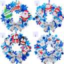 Winlyn 12 Sets Winter Crafts DIY Christmas Snowflake Wreath Ornaments Decorations Art Sets Snowman Santa Foam Stickers for Kids Classroom Activities