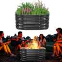 Height 16.5 Inch, Square Galvanized Steel Fire Pit for Outside, Heavy Duty Steel Fire Pit In-Ground for Backyard, Camping, Bonfire, Flower Raised Garden Bed for Garden (2.3x2.3x1.5ft)