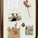 Linen Bulletin Board, Pin Board for Walls, Fabric Bulletin Board, 13"x17"Small Pin Board for Home Kitchen Office Decorative, Brown Wood Frame Cork Board(BN-3343)