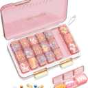 Pill Organizer 3X a Day, Large 7 Day Pill Box 3 Times a Day Portable for Family/Travel Medicine Case for Vitamins, Fish Oil and SupplementsPink