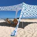 Beach Canopy Tent Shade with Sidewalls 10x10FT, 6.6FT Tall, UPF50+ Sun Shelter, Windproof & Water Resistant, Includes Guylines Sand Shovel Stability Poles, Easy Up for Beach Outdoor Camping Backyard (Ripples)