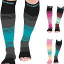 Doc Miller Open Toe Compression Socks for Men & Women – Lightweight 15-20 mmHg Toeless Calf Sleeves, Knee High Support Hose for Everyday Wear, Sports, Travel, Pregnancy, 1 Pair, M